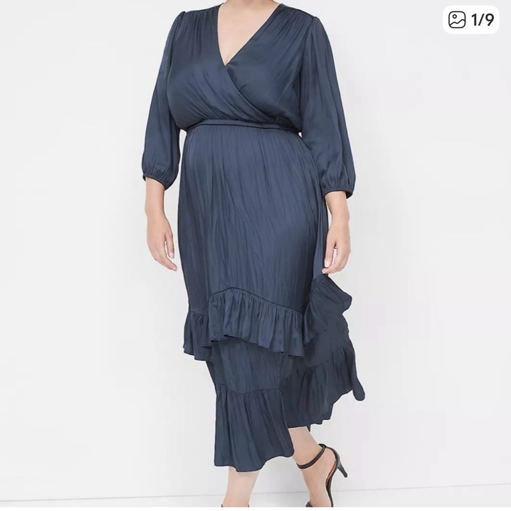 Lane Bryant Asymmetrical Navy Dress